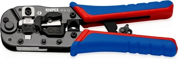 Mjet krimpimi Knipex 97 51 13, për RJ45, zi/kuqe/blu