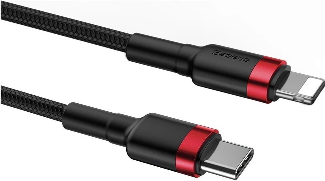 Kabllo Baseus Cafule USB-C do Lightning PD, 18W, 1m, e zezë e kuqe Kabllo Baseus Cafule USB-C do Lightning PD, 18W, 1m, e zezë e kuqe