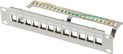 Patch panel Lanberg PPKS-9212-S, 12 porta, 1U, Keystone, 10 inç, Gri