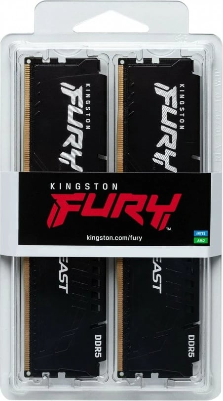 RAM Memorje Kingston FURY Beast DDR5, 32GB (2x16GB), 6000MHz, CL36, e zezë
