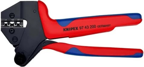 Vegël crimp Knipex Crimp-Systemzange, me kuti, kuqe/blu