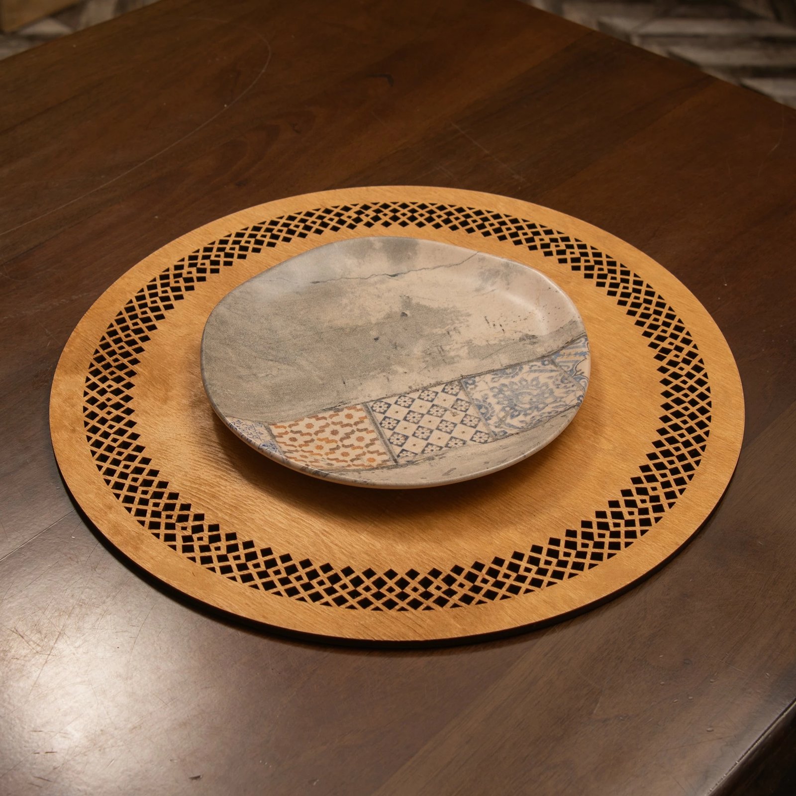 Set nënshtrues tavoline prej druri (4 copë), Hermia, Selçuk - ngjyrë mjaltë