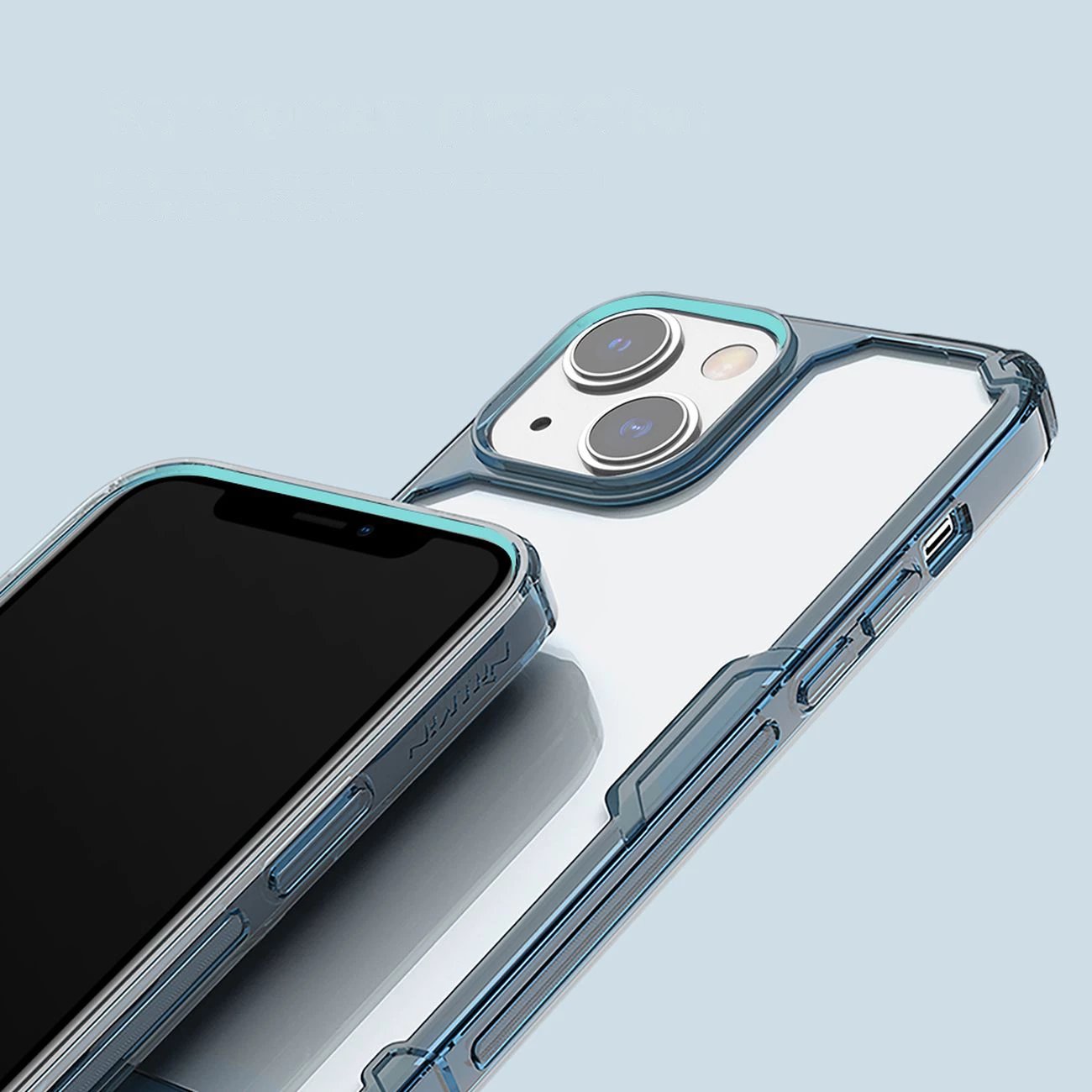 Mbështjellës Nillkin Nature Pro për iPhone 14, transparent/blu