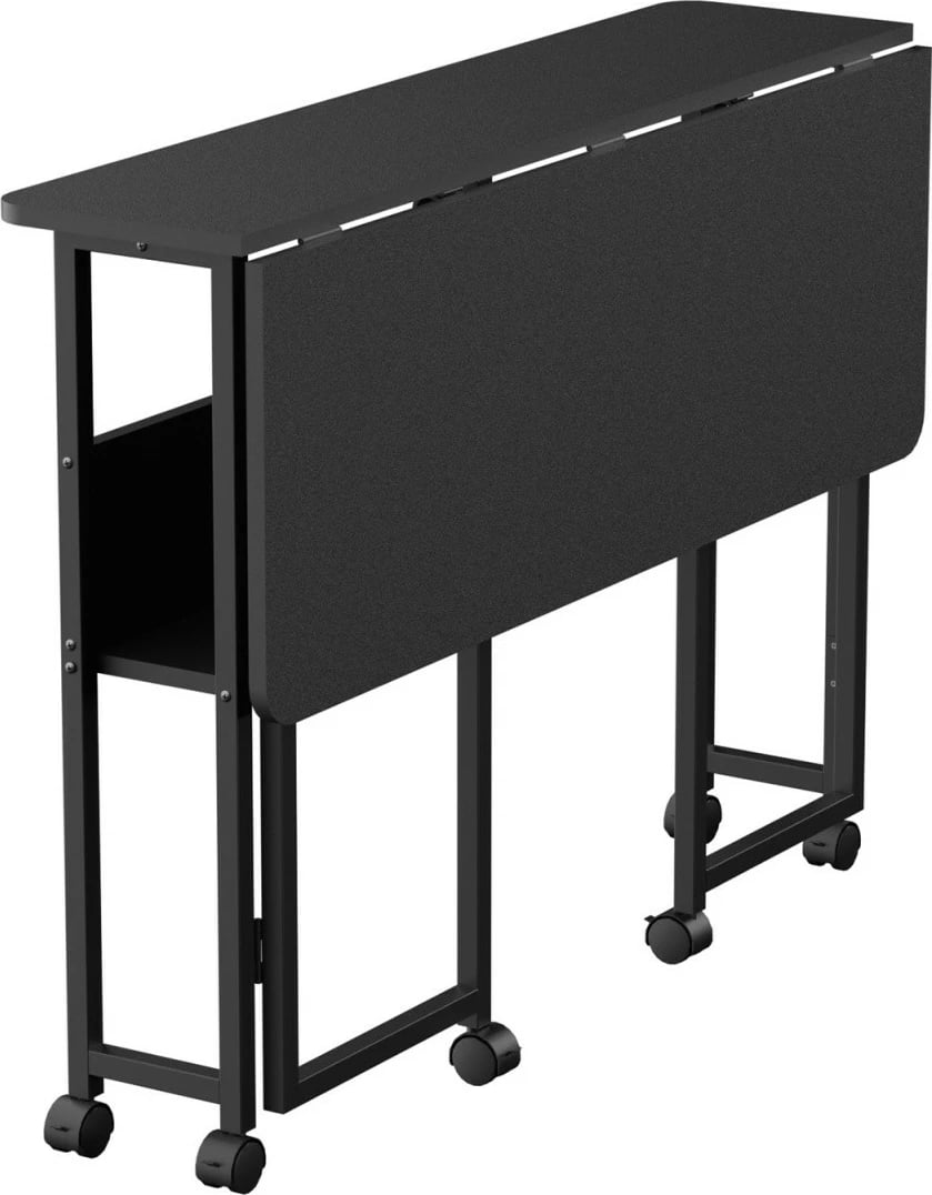 tavolinë zyre palosëse Maclean MC-126 B, 100x58 cm, kapacitet 50 kg, me rrota, e zezë