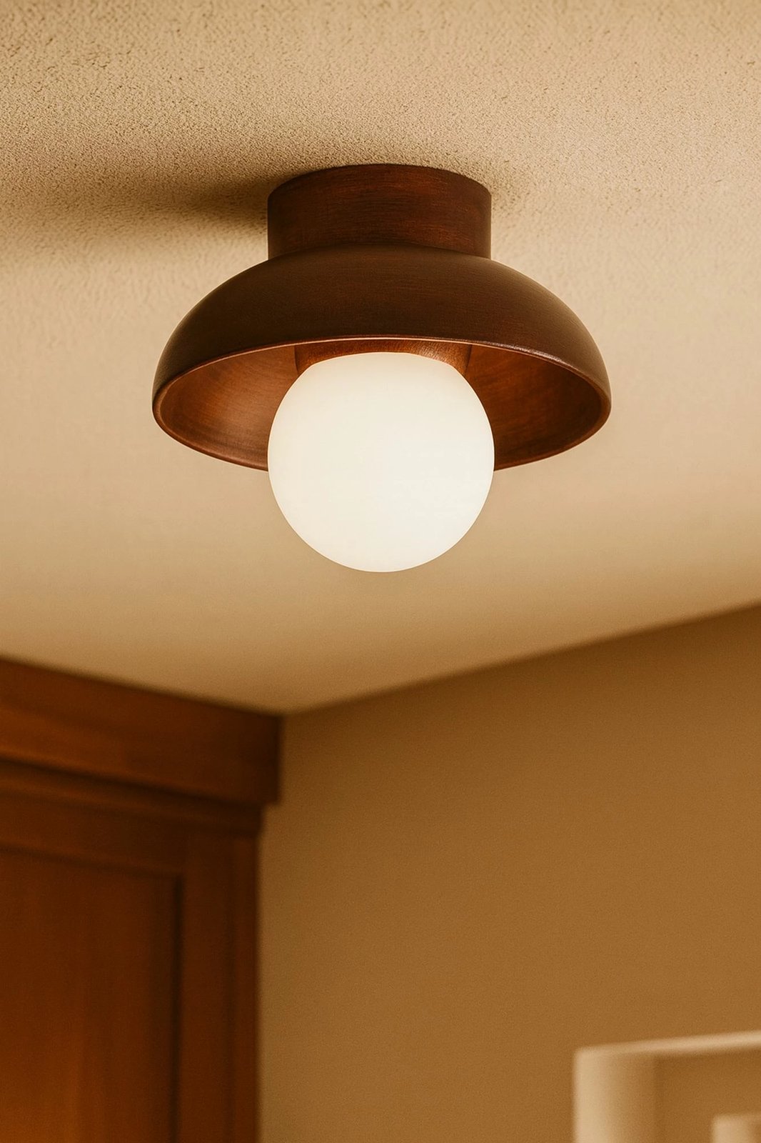 Llambë muri Opviq, dru arre, kapak qelqi, Walnut