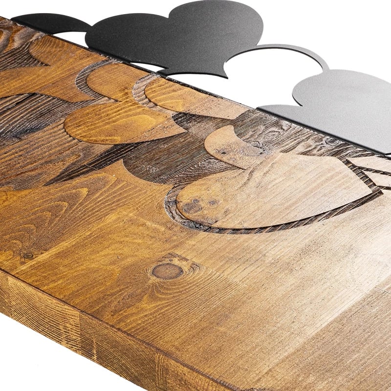 Dekor muri Hearby, dru pis natyral, metal i zi, 39x3x58cm