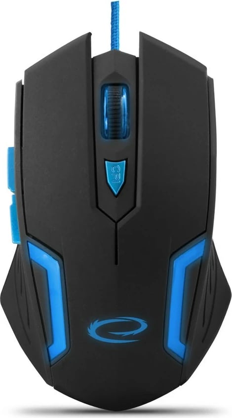 Maus gaming Esperanza Fighter EGM205B, me tela, 2400 DPI, zi/kaltër