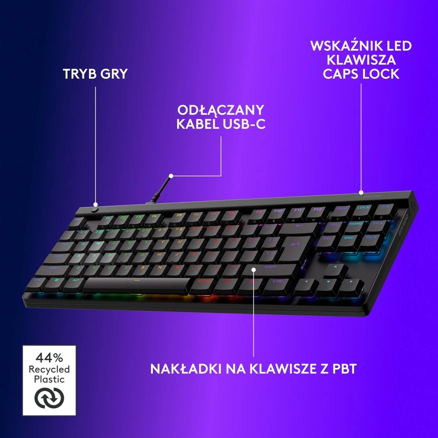 Tastierë gaming Logitech G515 TKL Rapid, RGB, USB, anglisht, e zezë