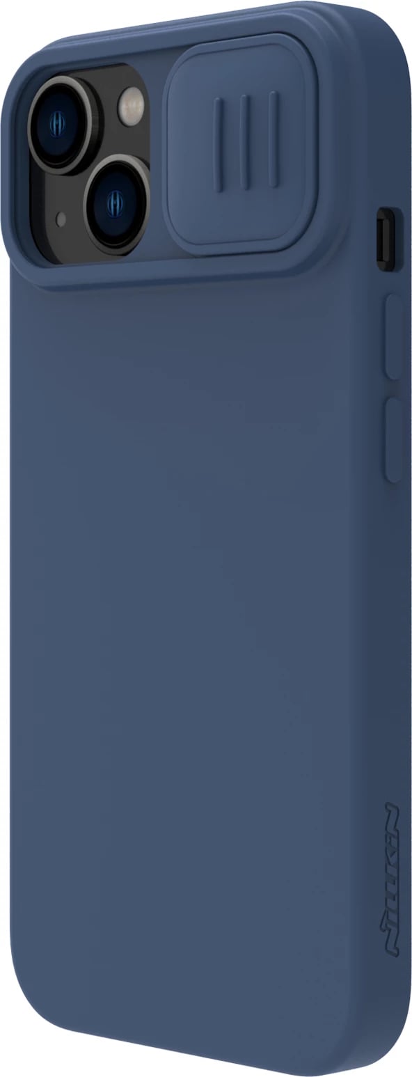 Mbështjellës Nillkin CamShield Silky Silicone për iPhone 15 Plus, Kaltër e errët