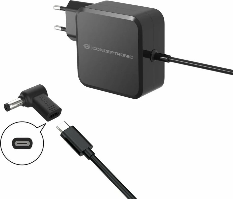 Adapter Conceptronic USB-C PD100W në Asus/Universal 5.5x2.5mm, i zi