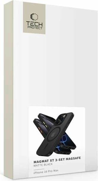 Mbështjellës Tech-Protect MagMat Magsafe për iPhone 16 Pro Max, 3-set, i zi mat