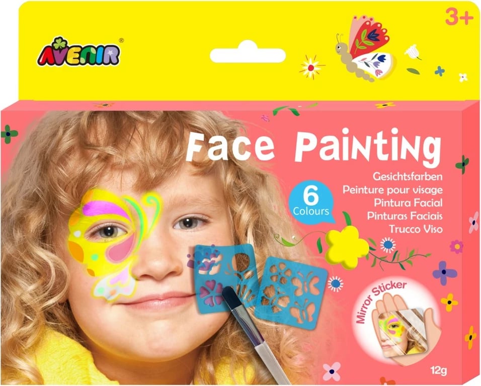 Set për pikturim fytyre MG DYSTRYBUCJA Butterfly, 6 ngjyra, për fëmijë, Multikolor