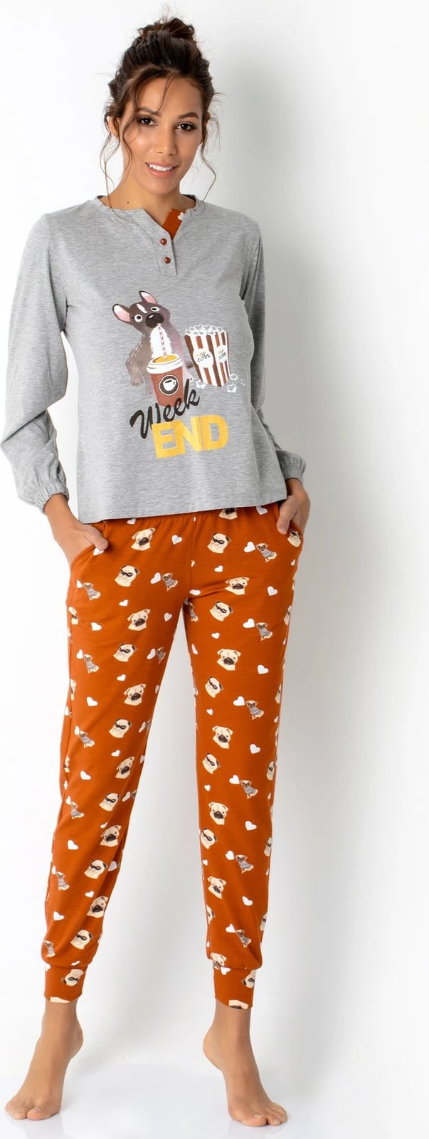 Set pizhamash për gra, Jumeon, 002-000667, ngjyrë gri