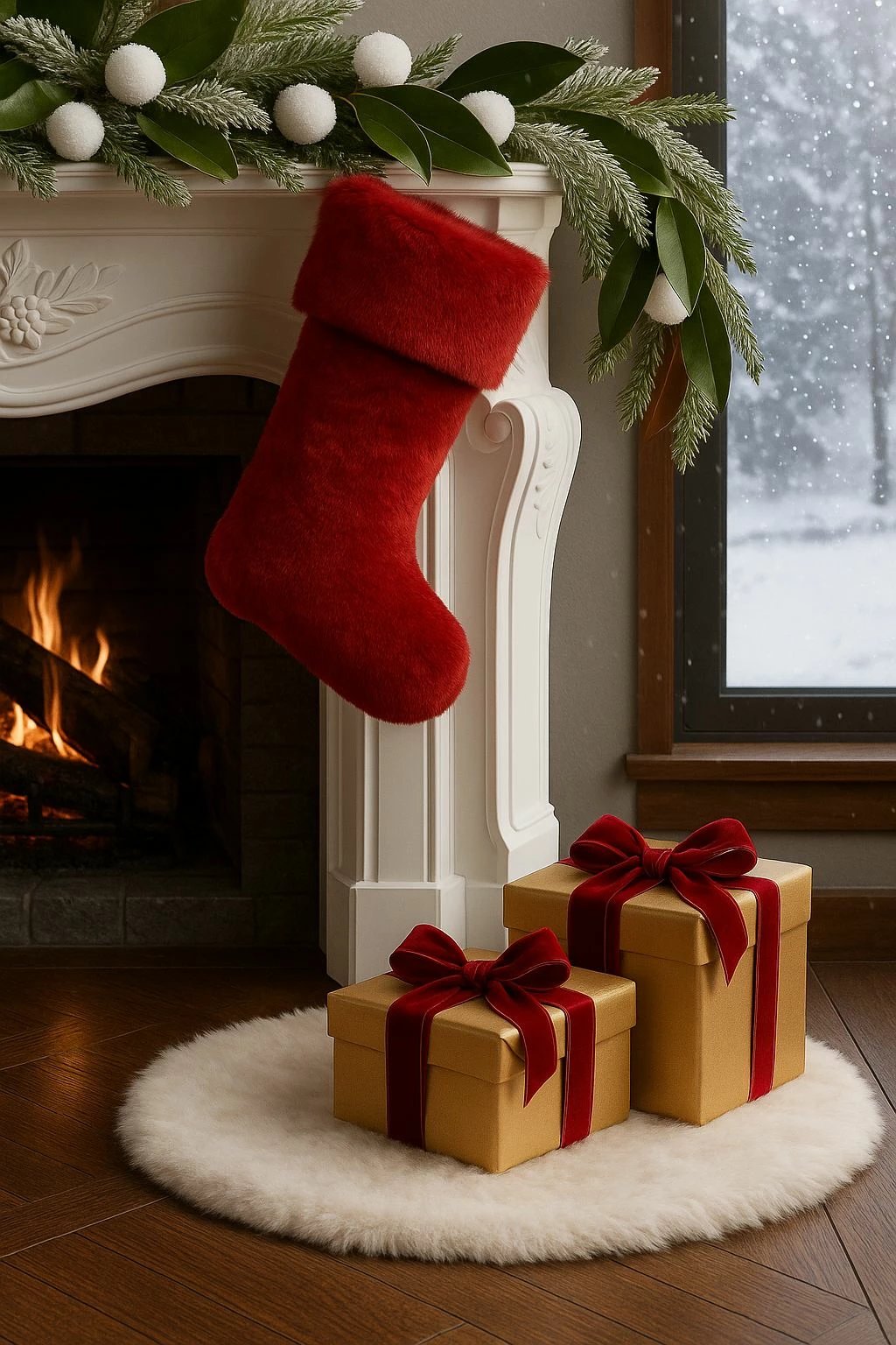 Çorape për Krishtlindje, pelush e kuqe, Evila Originals