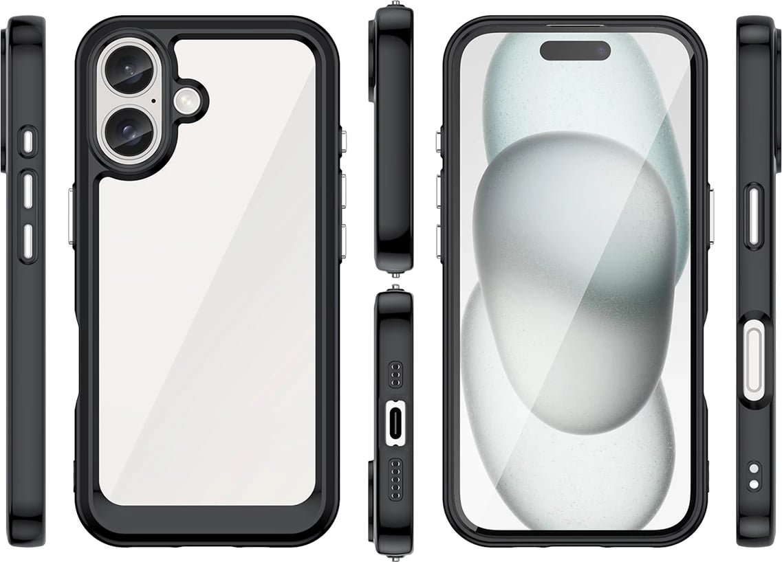 Mbështjellës Hurtel Outer Space Case për iPhone 16, i zi