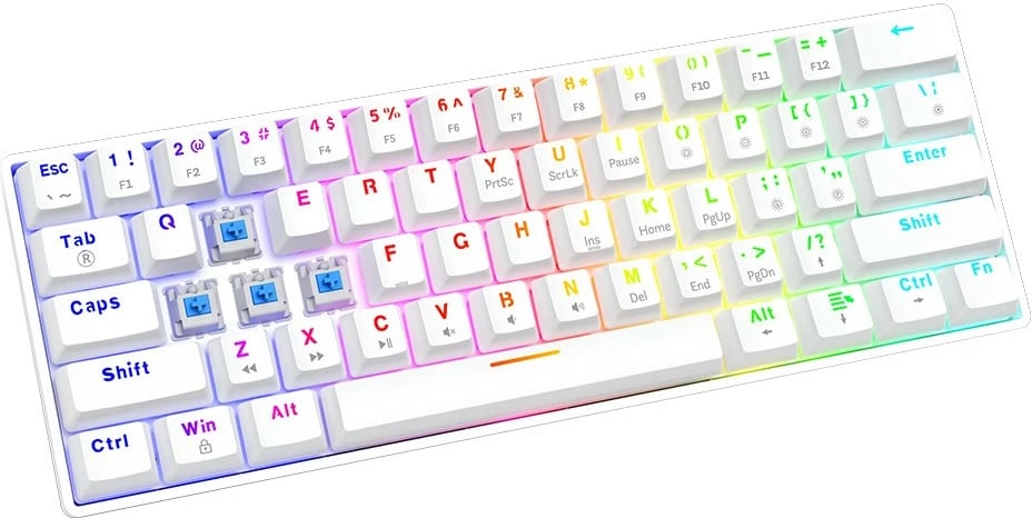 Tastierë mekanike Savio Whiteout X2, 61 taste, OUTEMU Blue, RGB, e bardhë
