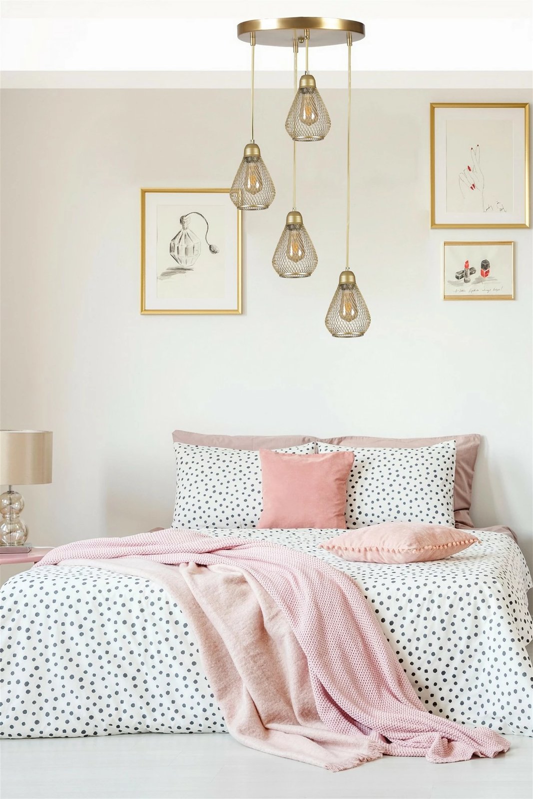 Llambë tavani Opviq, Armut 4-sh, ngjyrë ari, tepsi eskitme