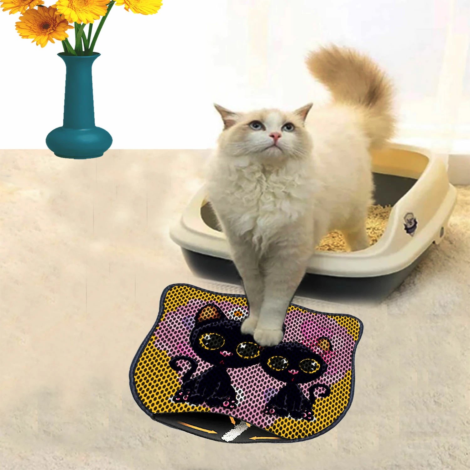 Tapet për rërë mace, shumëngjyrësh, Paws & Whiskers, Kdkafa0073, 40x50cm