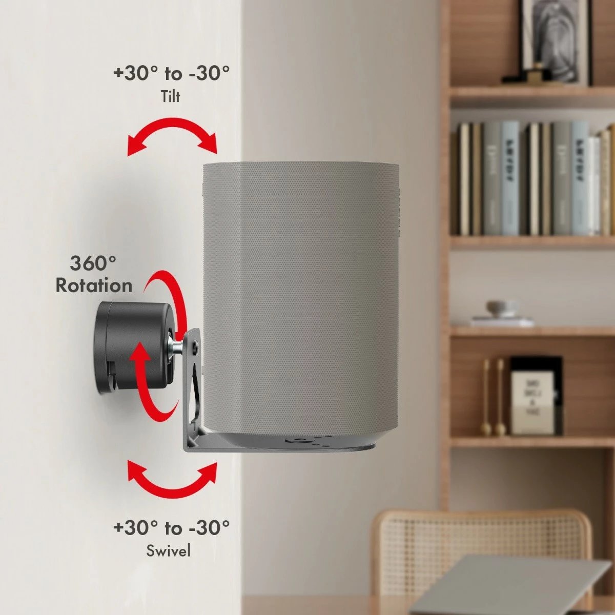 Mbajtëse muri për altoparlantë Maclean MC-495, për Sonos ERA 100 & 300, 2 copë, e zezë