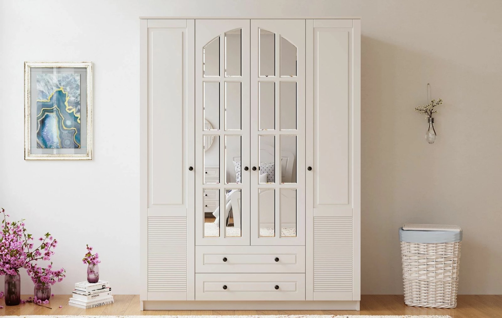 Dollap rrobash Skye Decor, ngjyrë e bardhë mat, RB-112