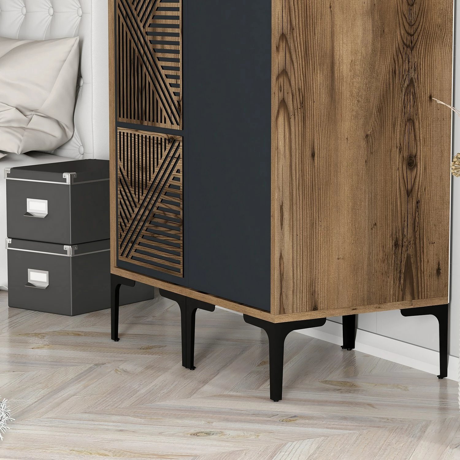 Dollap Skye Decor, Kumsal PS, ngjyrë arre dhe antracit