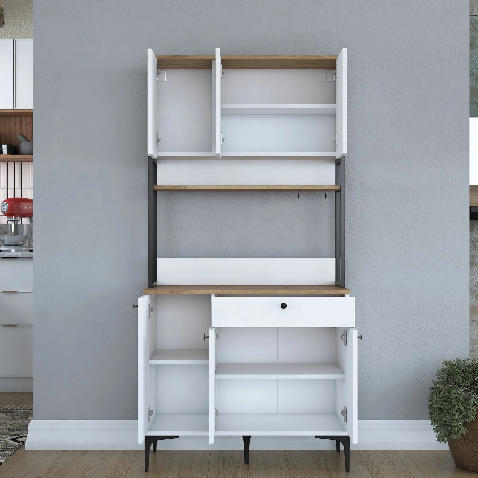 Dollap shumëfunksional Skye Decor, JE197 - 3806, ngjyrë arre dhe e bardhë