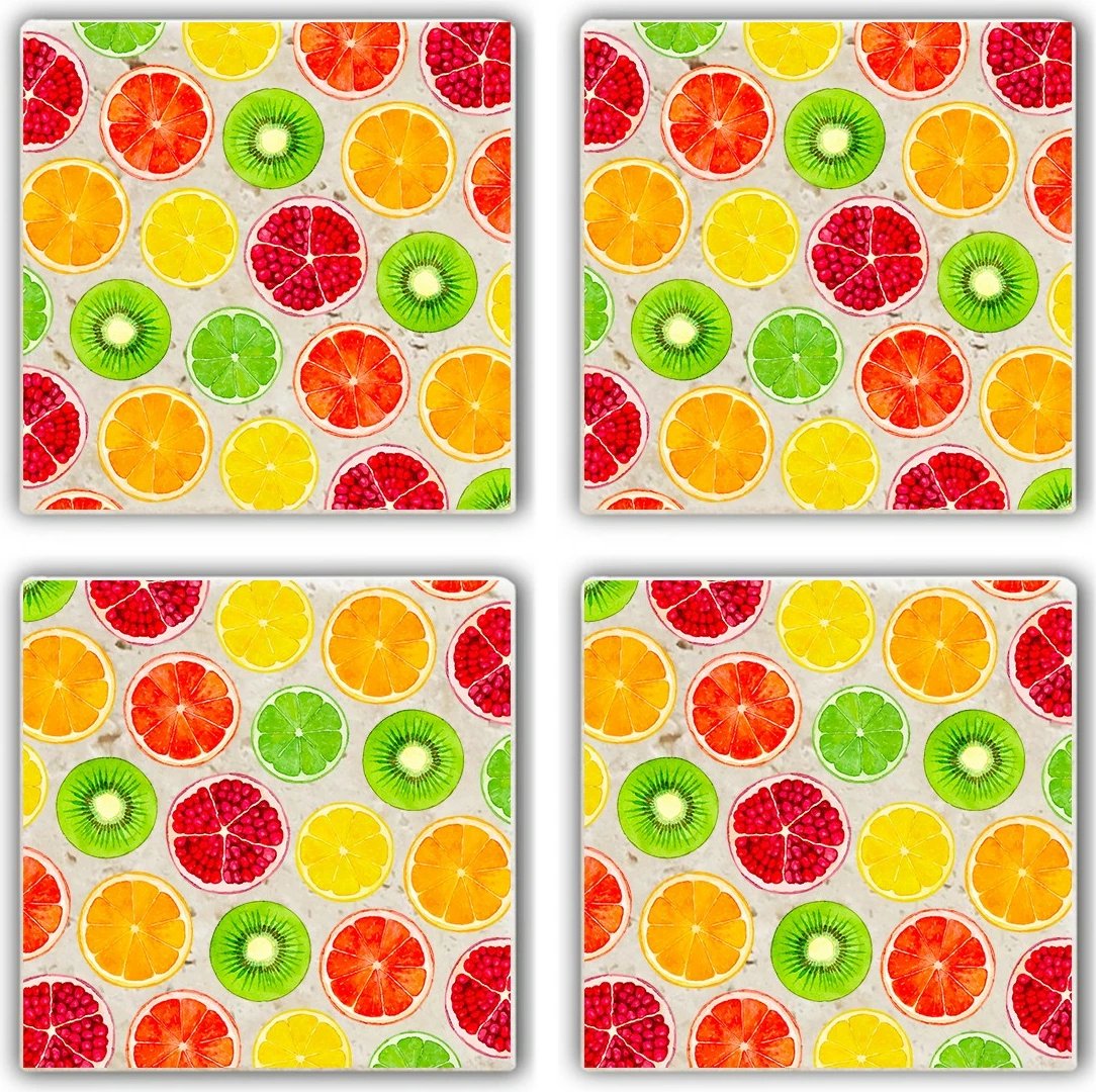 Set 4 copë mbrojtëse gotash prej guri natyral, shumëngjyrëshe, Hermia, TBA3082714