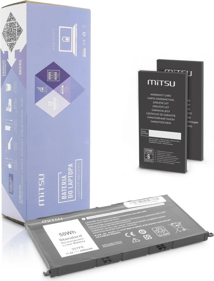 Bateri laptop Mitsu për Dell Inspiron 15 (7557/7559), 4400 mAh, 11.4V, 50 Wh