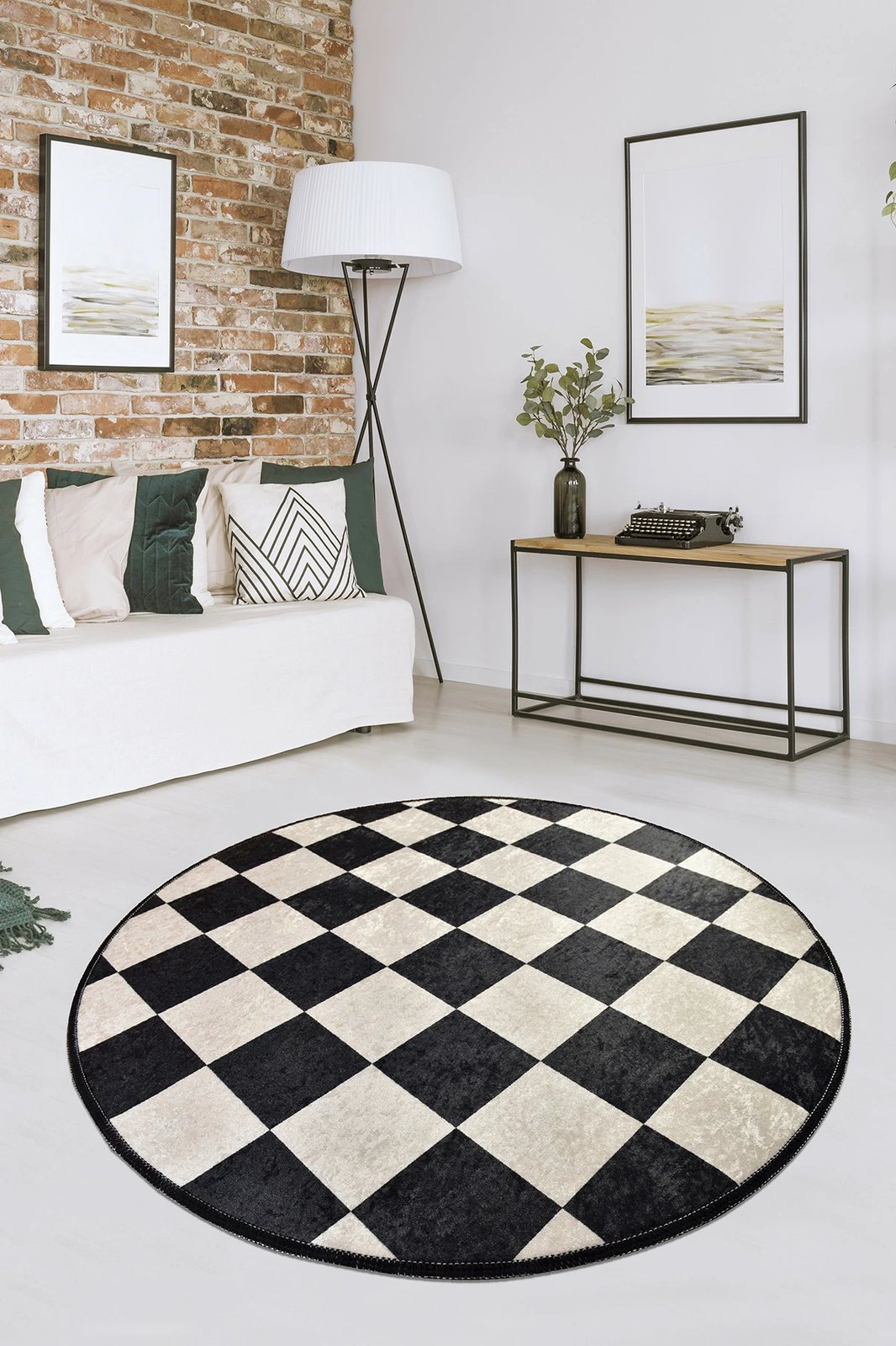 Qilim rrumbullak, model Dama, shumëngjyrësh, 100 cm