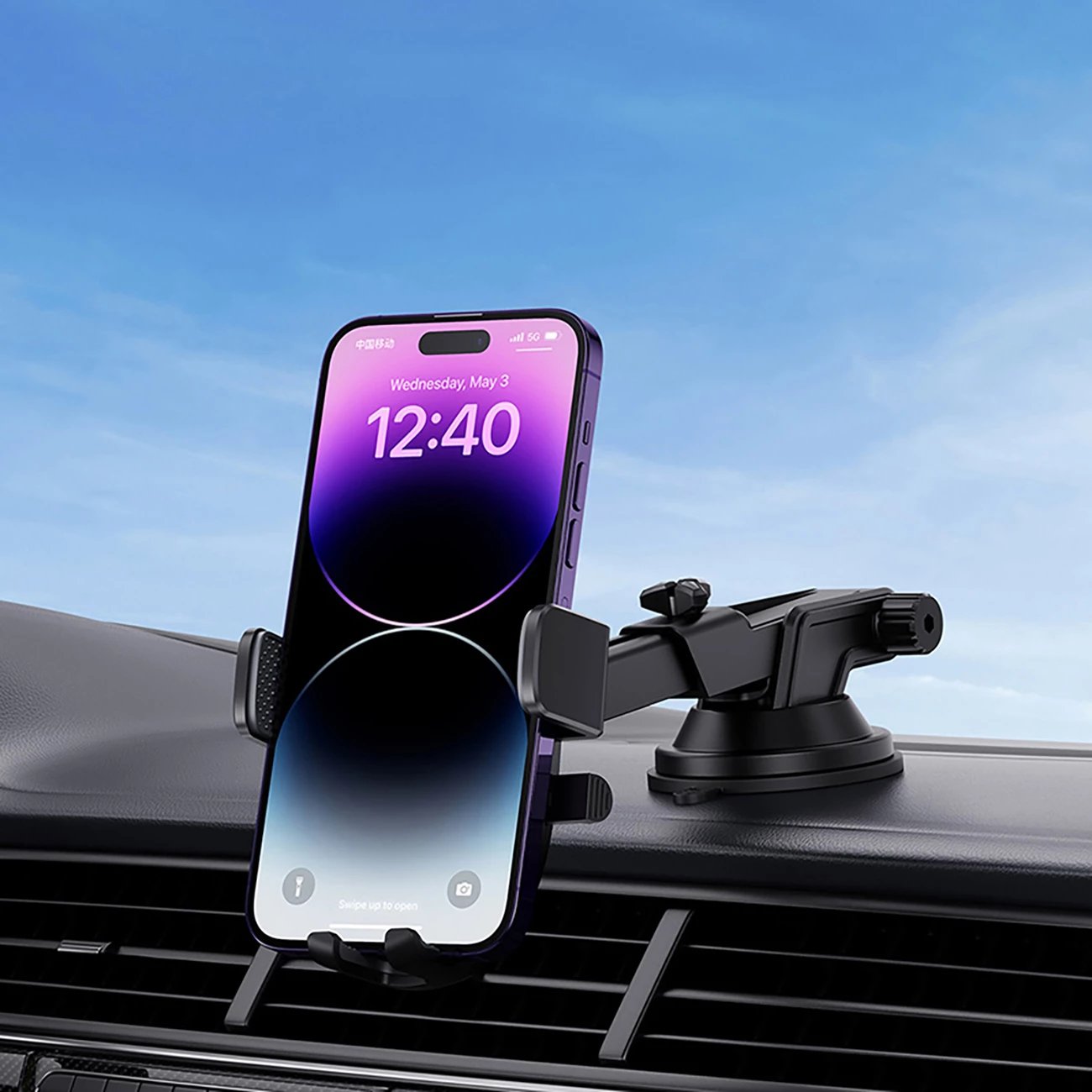 Mbajtës telefoni Baseus UltraControl Pro me kapje automatike, për xham/panel/ajrosje, i zi