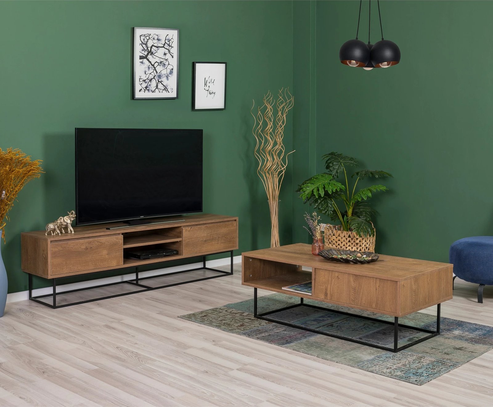 Set mobiljesh për dhomë dite Skye Decor, Laxus Takım 8, ngjyrë arre dhe e zezë