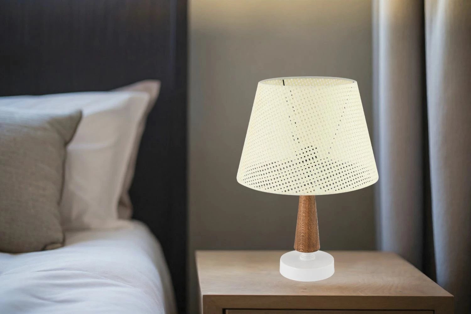 Llambë tavoline Opviq, 302 Hazeran, krem, kafe, e bardhë