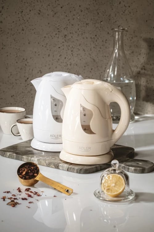Zierës uji elektrik, Adler, AD 08, 1.0 L, 850 W, plastikë, bazë 360°, e bardhë