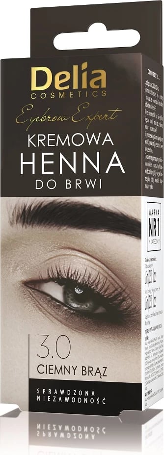 Krem henna për vetulla Delia Expert Creamy Henna 3.0 kafe e errët 15ml