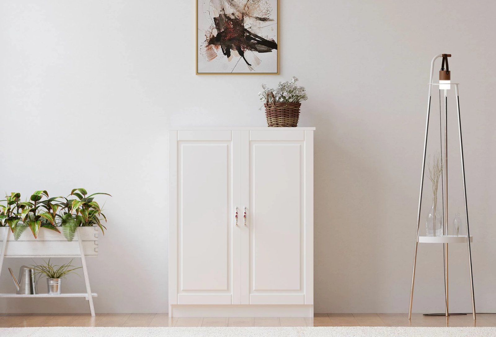 Dollap këpucësh Skye Decor, Rb-020, ngjyrë e bardhë mat