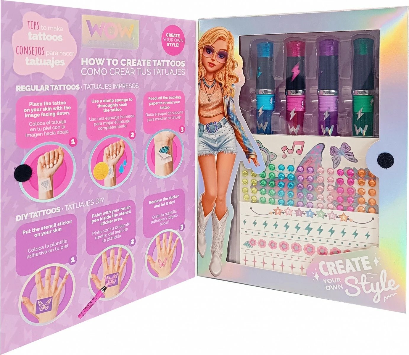 Set tatuazhe të përkohshme për fëmijë Kids Euroswan Wow Generation, shumëngjyrësh