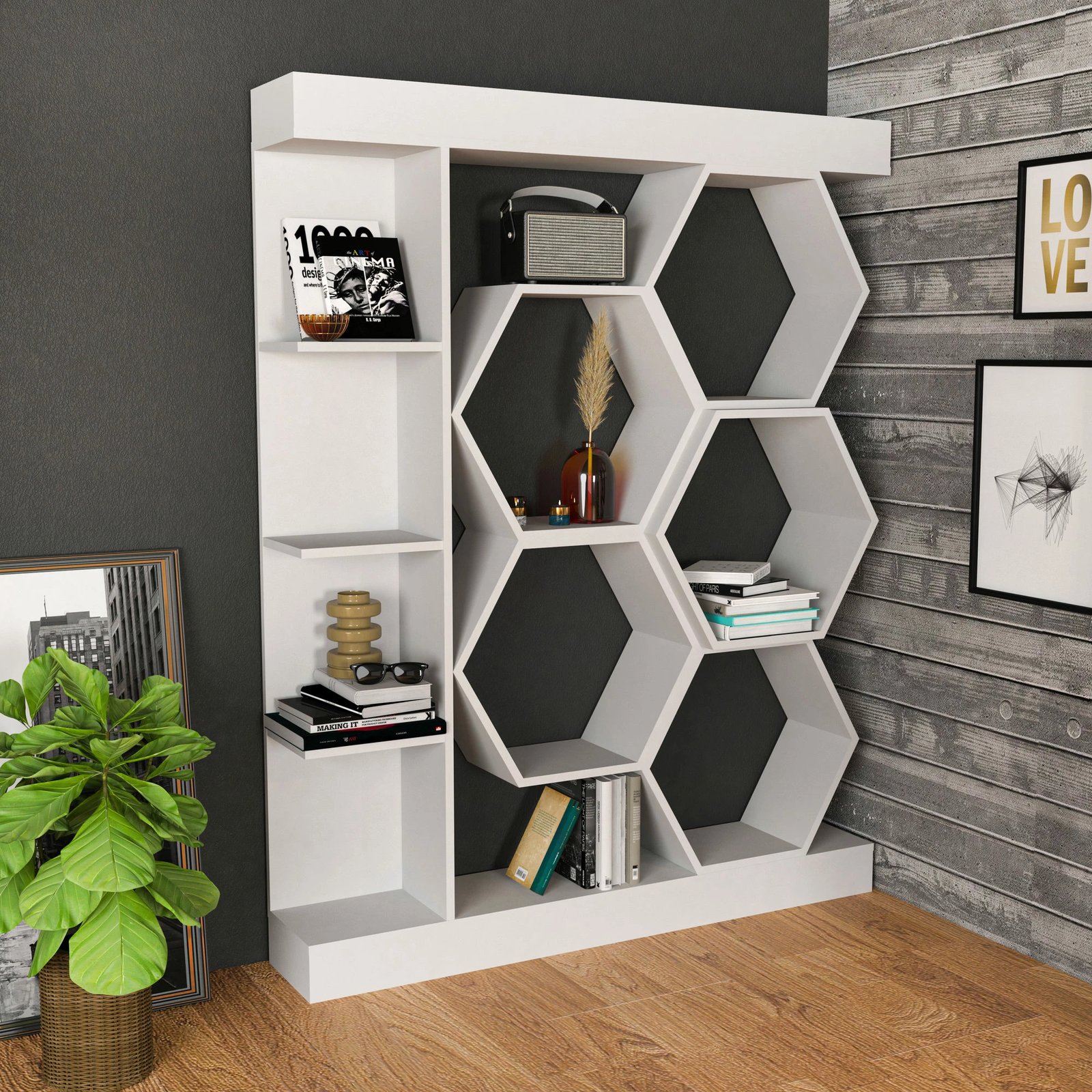 Raft librash Hanah Home, Sueno, i bardhë