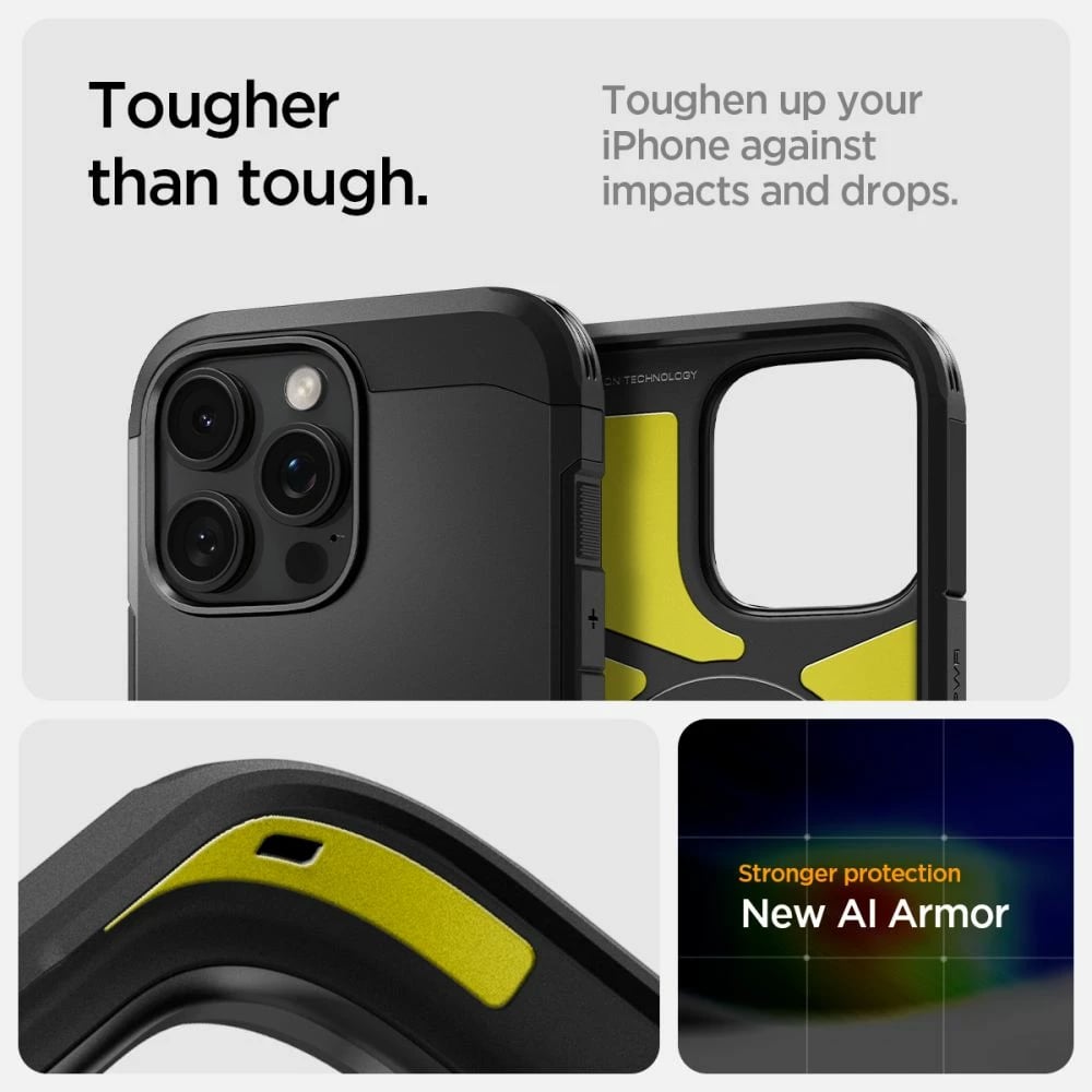 Mbështjellës Spigen Tough Armor T Mag për iPhone 16 Pro, i zi