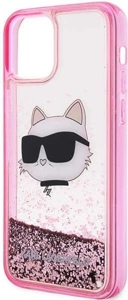 Mbështjellës Karl Lagerfeld KLHCP12MLNCHCP për iPhone 12/12 Pro 6.1", Glitter Choupette, rozë