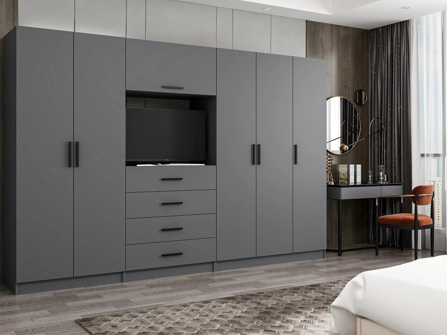 Dollap Skye Decor, ngjyrë antracit, 315x210x52cm, 10 pjesë