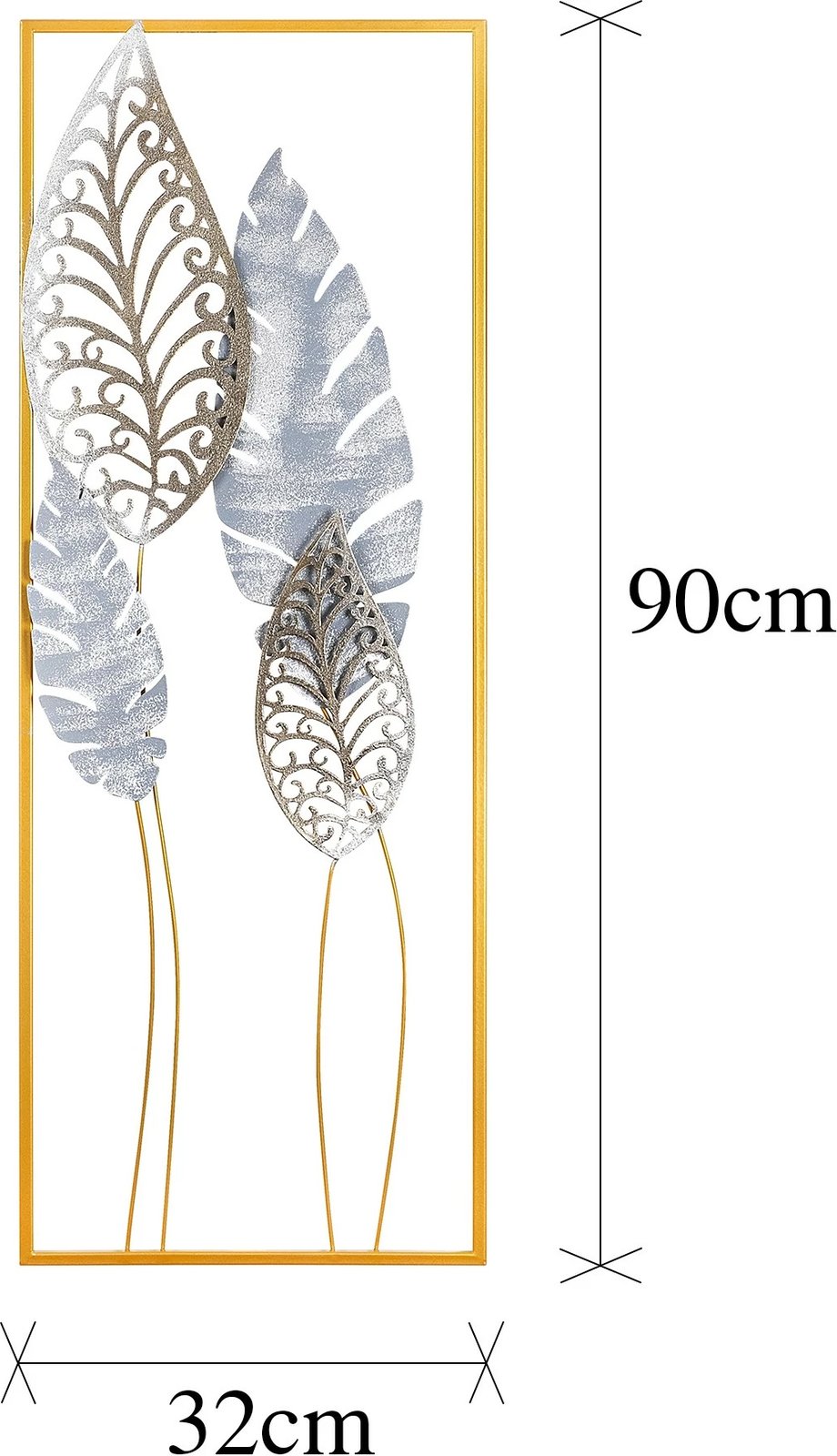 Aksesor dekorativ metalik për mur, Wallity, Nezgep, shumëngjyrësh, 32x90x5cm