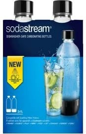 Shishe PET për gazifikues uji, SodaStream 3000242, 1L, e zezë, set 2 copë