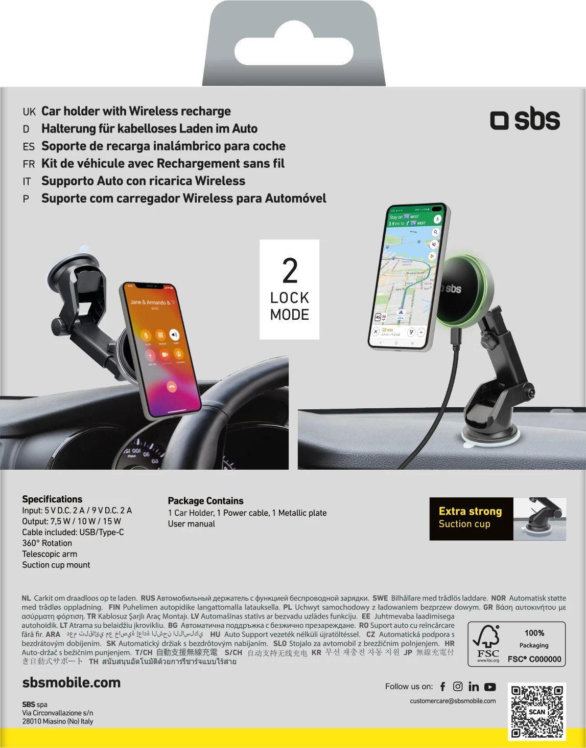 Mbështjellës makinës SBS TESUPMAGEXTWIR15W me karikim wireless, MagSafe, i zi