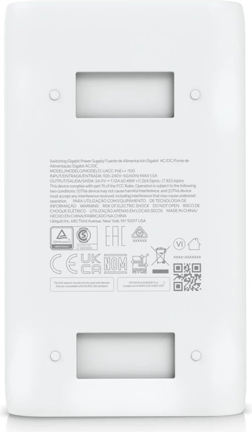 PoE furnizues Ubiquiti UACC-PoE++-10G, 10 Gigabit Ethernet, 54 V, i bardhë