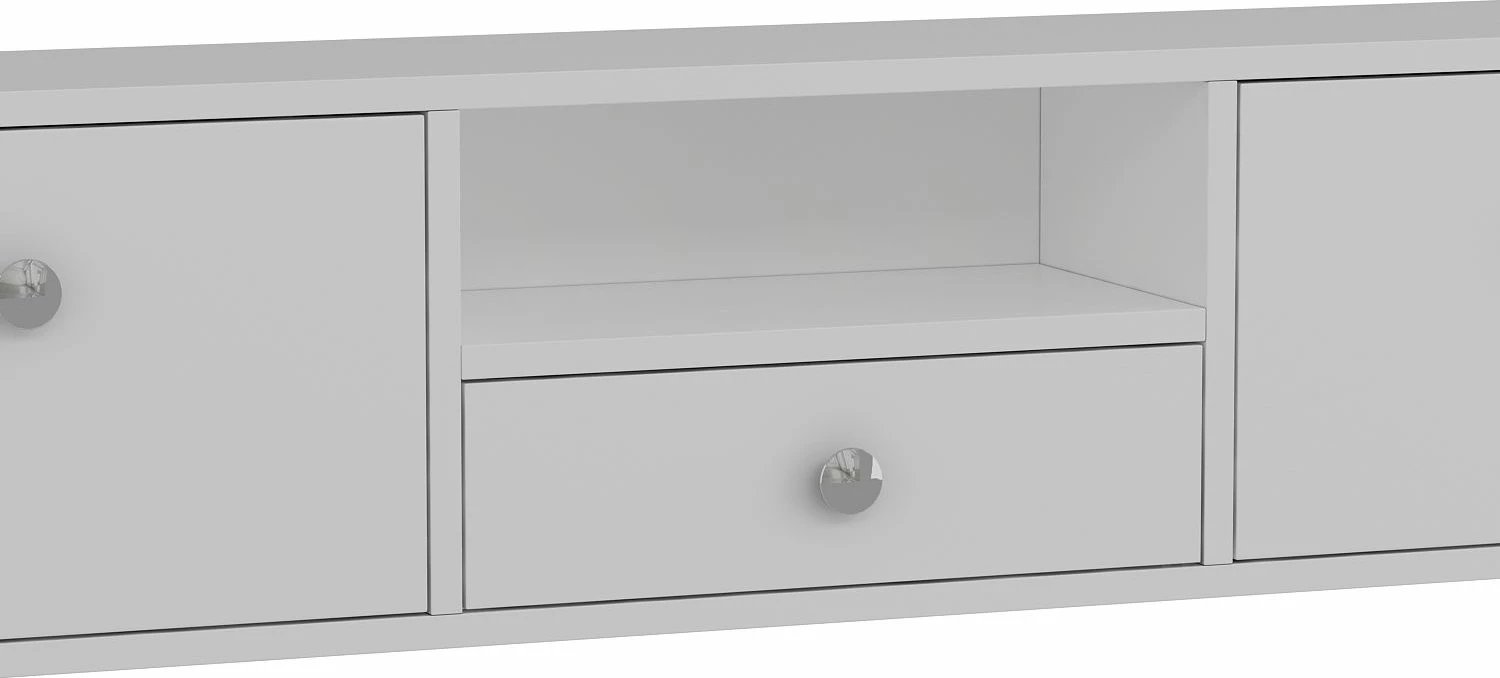 Komodë TV Skye Decor, 1301-DROP-1, e bardhë, argjend