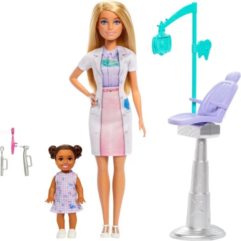 Set lodrash Barbie Mattel JCR71/JCR74, dentiste me paciente, me aksesorë
