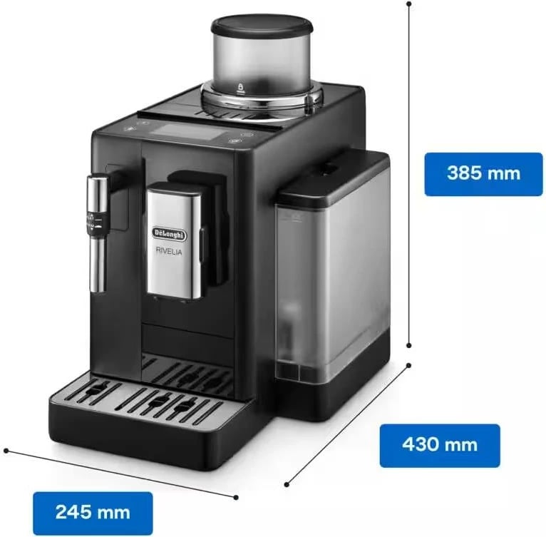 Aparat kafeje DeLonghi Rivelia EXAM440.35.B 19 bar, ekran TFT me ngjyra 3.5", Bean Switch System, 1.4 L, Onyx Black
