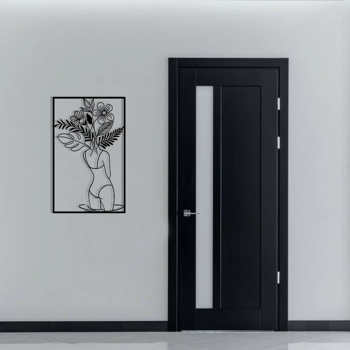 Aksesor dekorativ metalik për mur, Wallity, Gupse, ngjyrë e zezë, 38x61cm