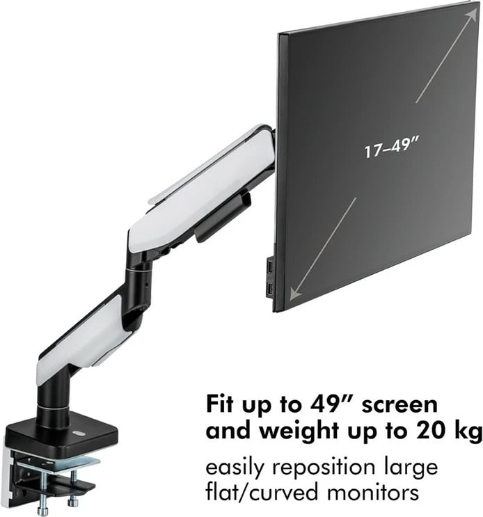 Mbajtës monitori LogiLink BP0162, për tavolinë, për 17-49 inç, ngjyrë e bardhë/zezë