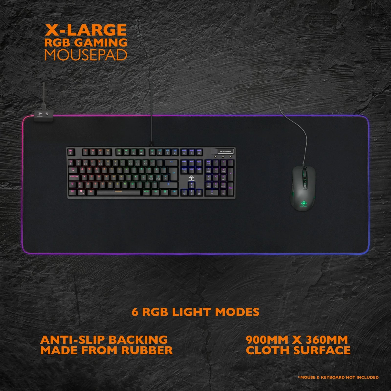 Mauspad Deltaco Gaming DMP310 RGB 900x360 zi